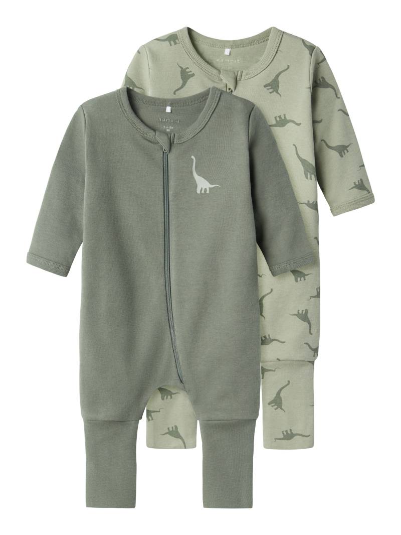 Name It Schlafanzug »NBMNIGHTSUIT 2P ZIP FF GREEN DINO NOOS«, (Packung, 2 tlg.) von Name It