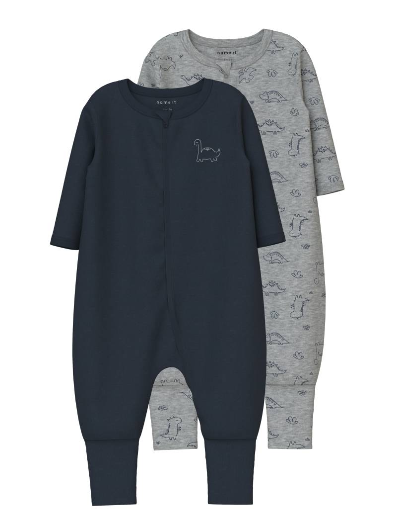 Name It Schlafanzug »NBMNIGHTSUIT 2P ZIP FF GREY DINO NOOS«, (Packung, 2 tlg.) von Name It