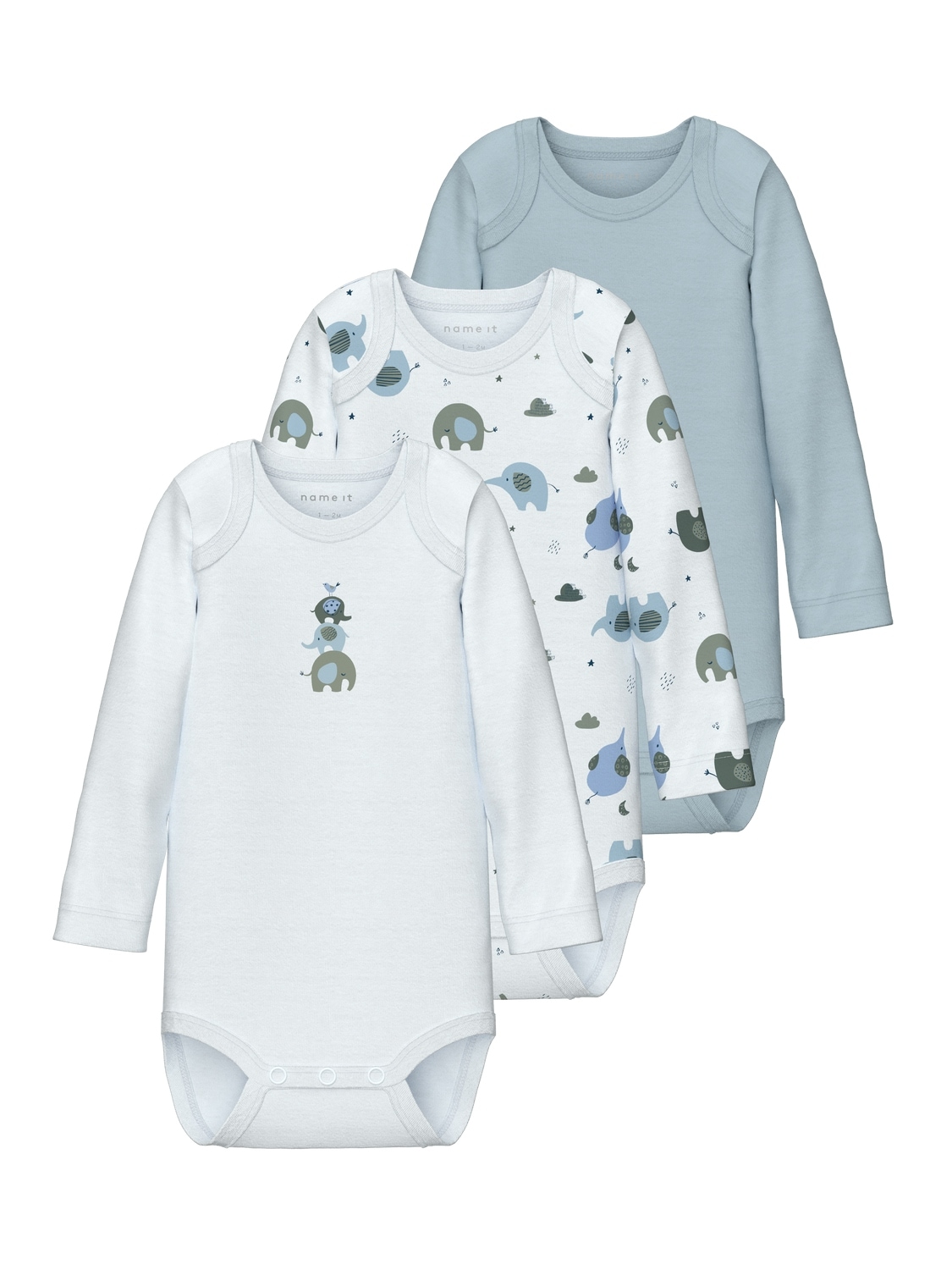 Name It Schlafoverall »NBMBODY 3P LS BABY ELEPHANT NOOS«, (Packung, 3 tlg.) von Name It