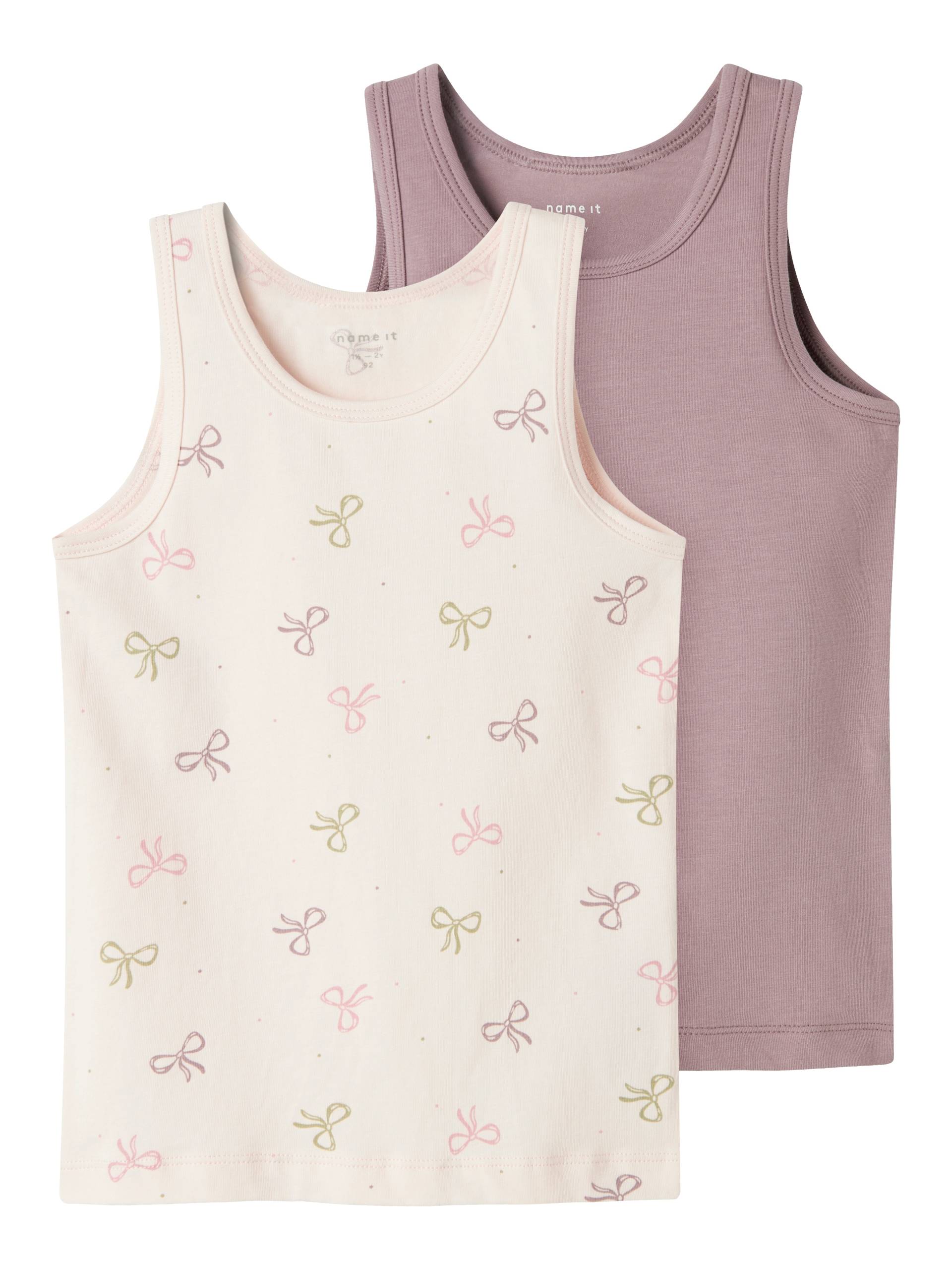 Name It Unterhemd »NMFTANK TOP 2P BARELY PINK BOW NOOS«, (Packung, 2 St.) von Name It