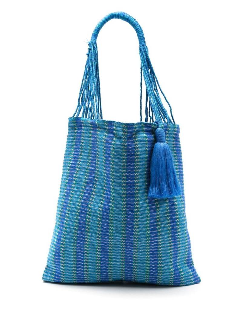 Nannacay Bianca striped woven shoulder bag - Blue von Nannacay