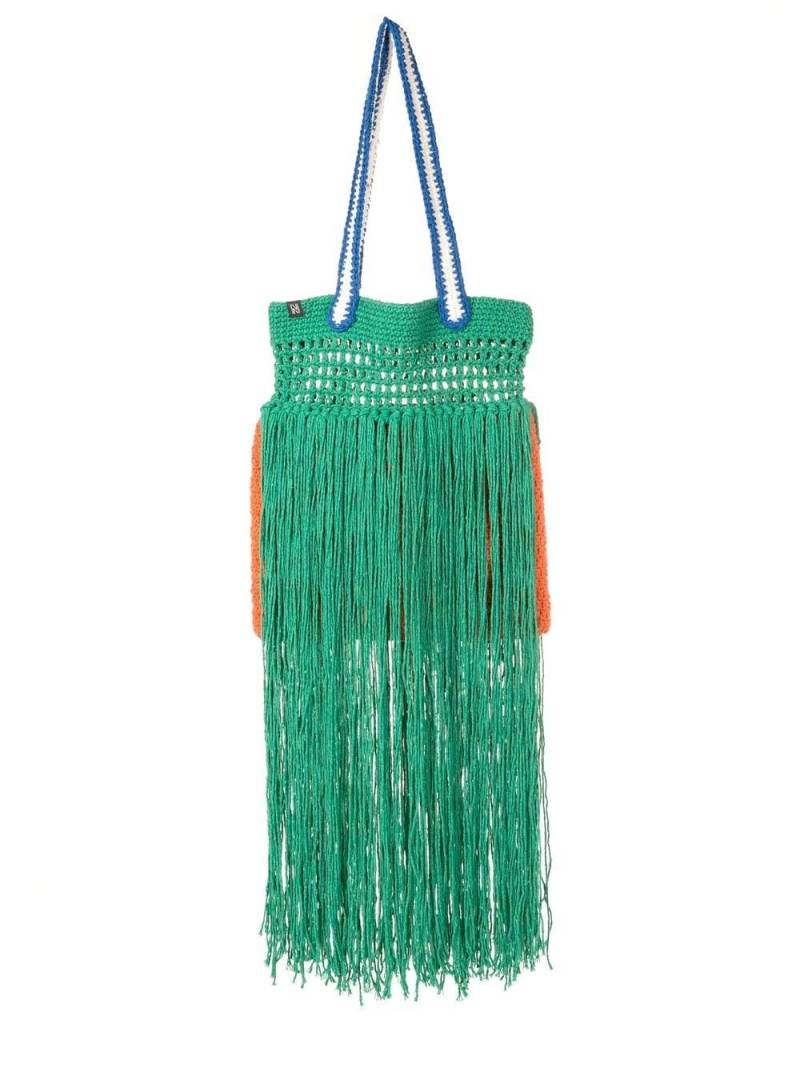 Nannacay Felipa fringe-detail knitted tote bag - Green von Nannacay