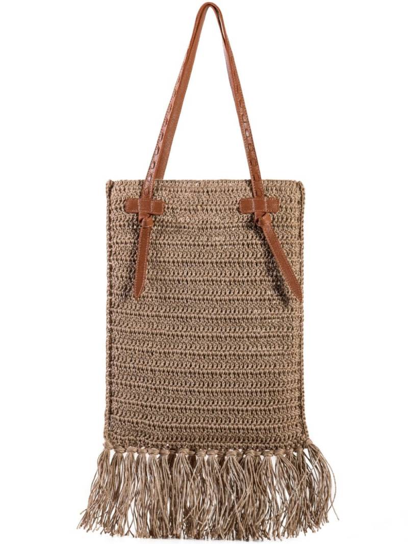 Nannacay Martina raffia tote bag - Brown von Nannacay