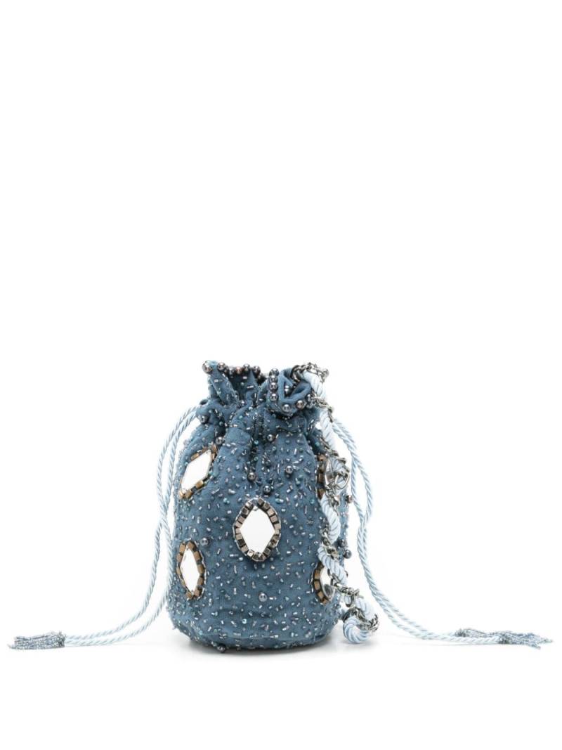 Nannacay Mimi bead-embellished bucket bag - Blue von Nannacay