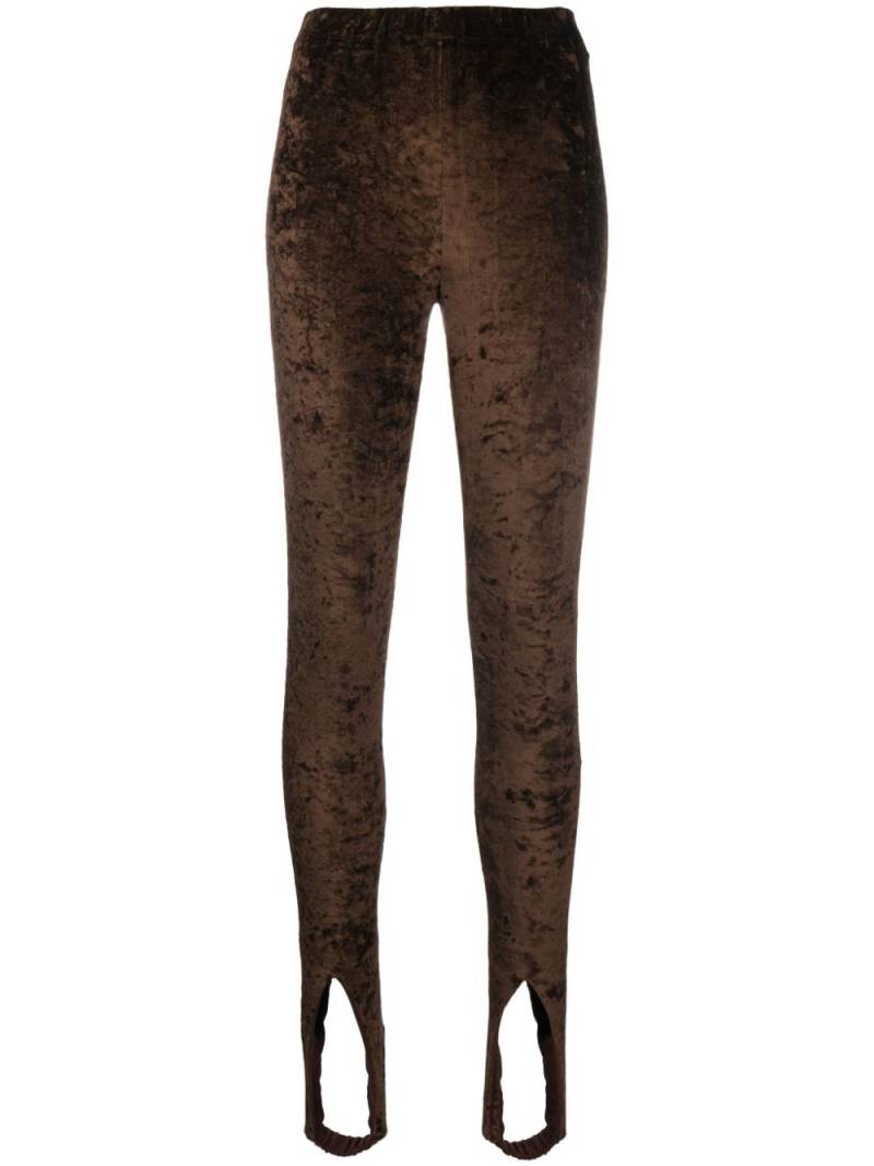 Nanushka Carminda crushed-velvet leggings - Brown von Nanushka