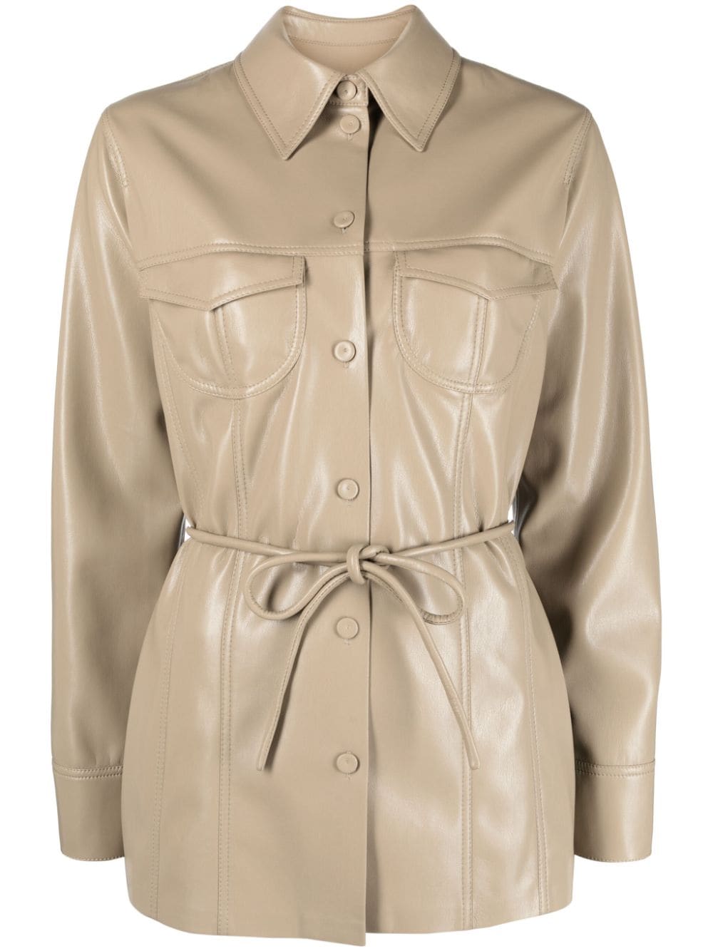 Nanushka Karline tied-waist faux-leather shirt - Neutrals von Nanushka