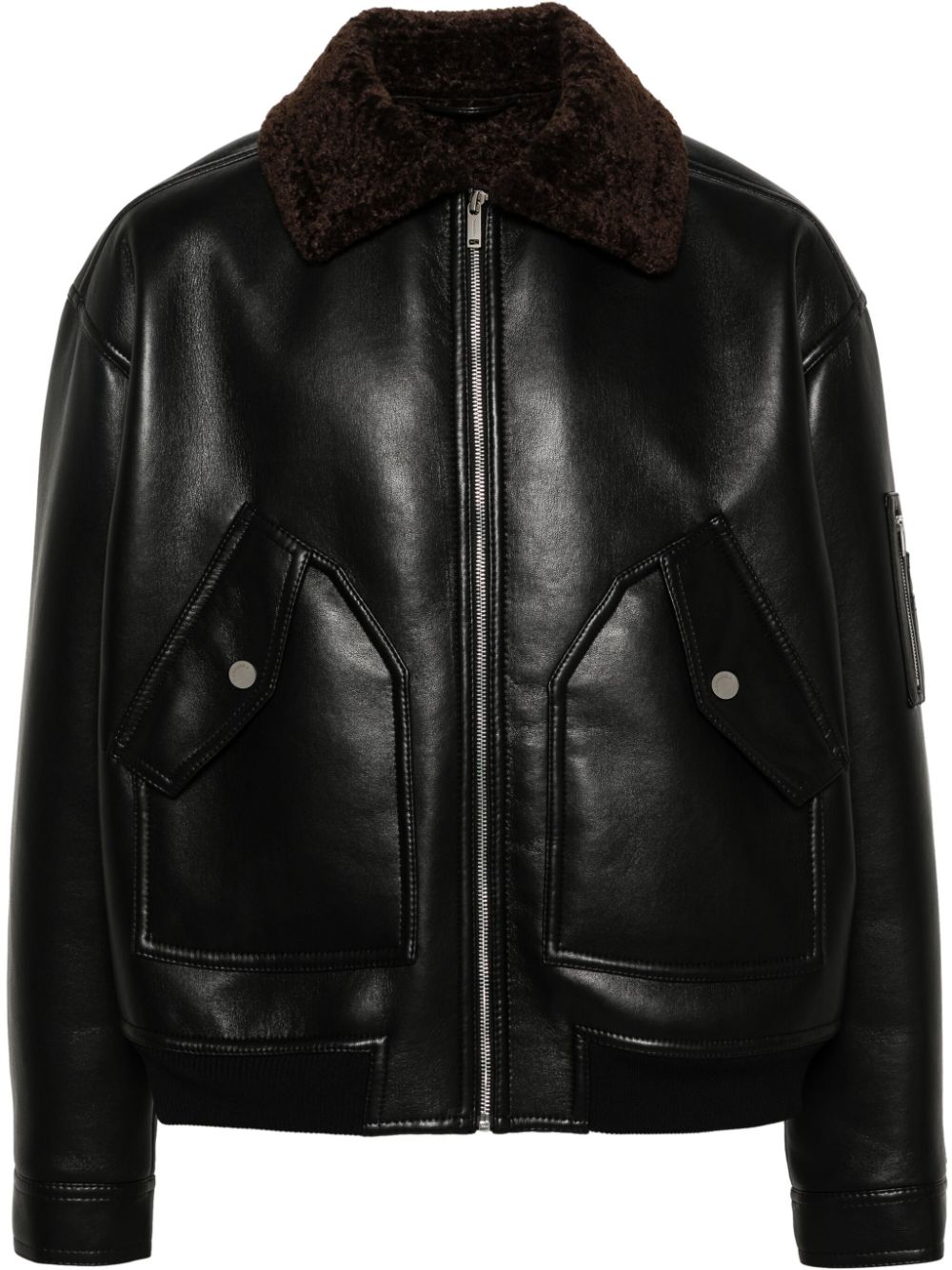 Nanushka Lude shearling-collar jacket - Black von Nanushka