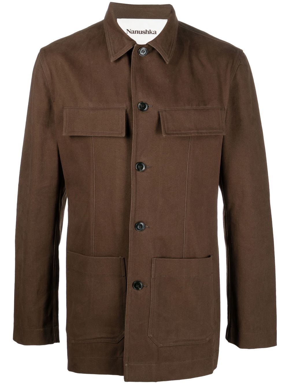 Nanushka button-up fitted overshirt - Brown von Nanushka