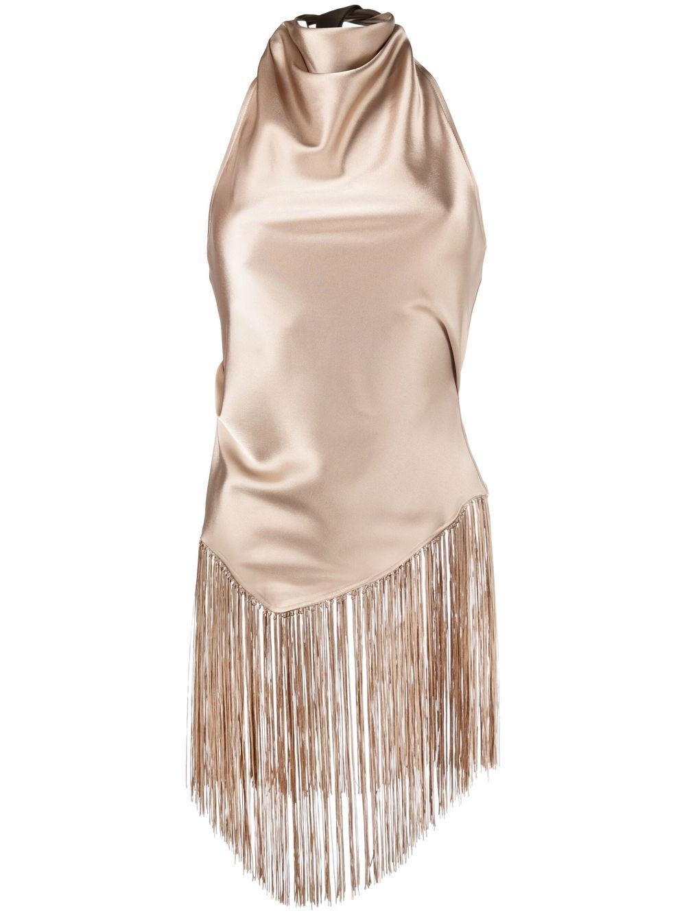 Nanushka cowl-neck fringed halterneck top - Neutrals von Nanushka