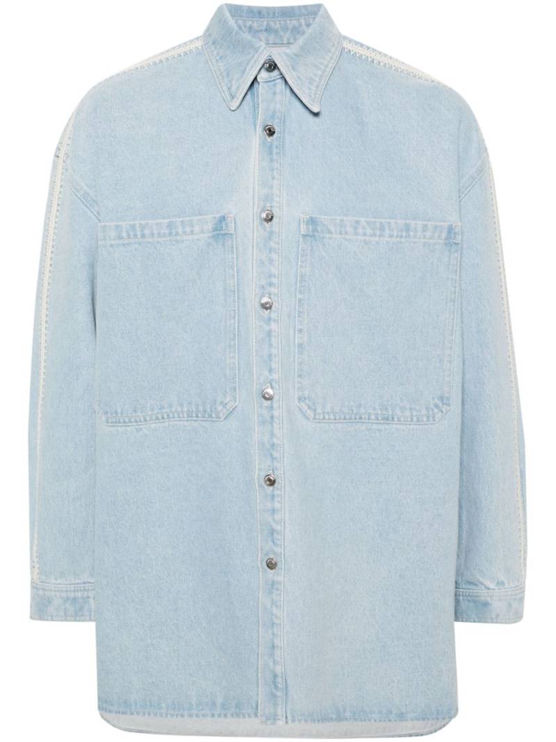 Nanushka crochet-detaling denim shirt jacket - Blue von Nanushka