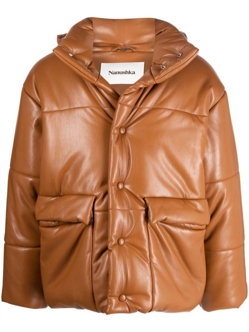 Nanushka Hide faux-leather hooded jacket - Brown von Nanushka