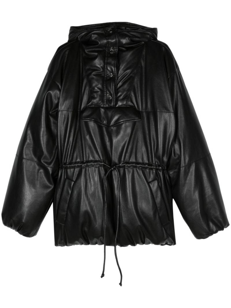 Nanushka faux-leather hooded puffer coat - Black von Nanushka