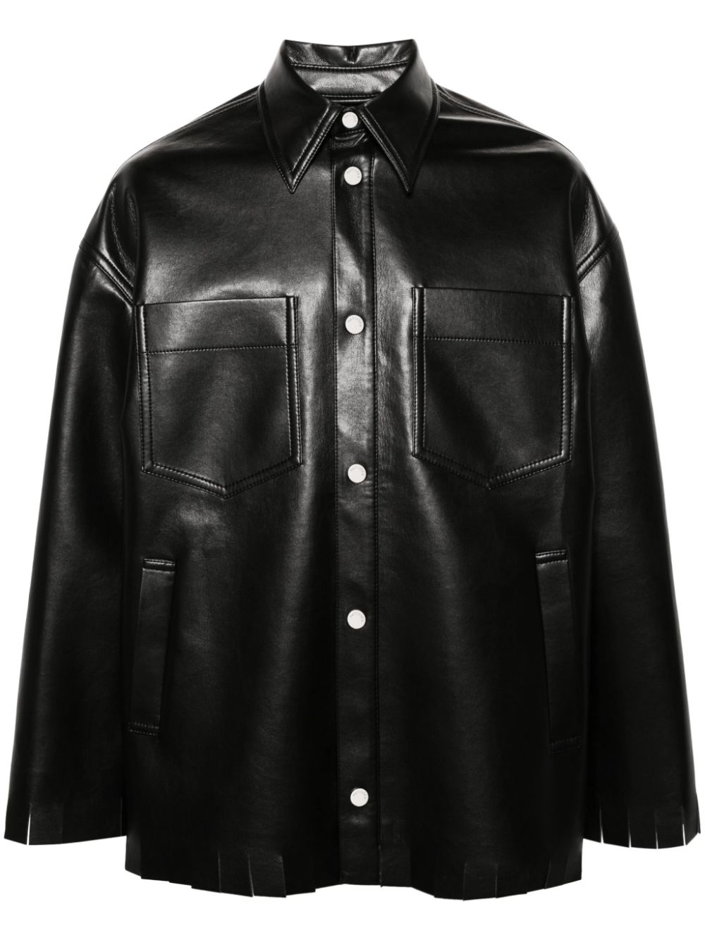 Nanushka fringed faux-leather shirt jacket - Black von Nanushka