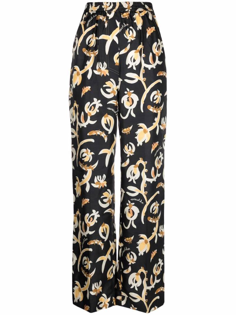 Nanushka graphic floral-print elasticated-waist trousers - Black von Nanushka