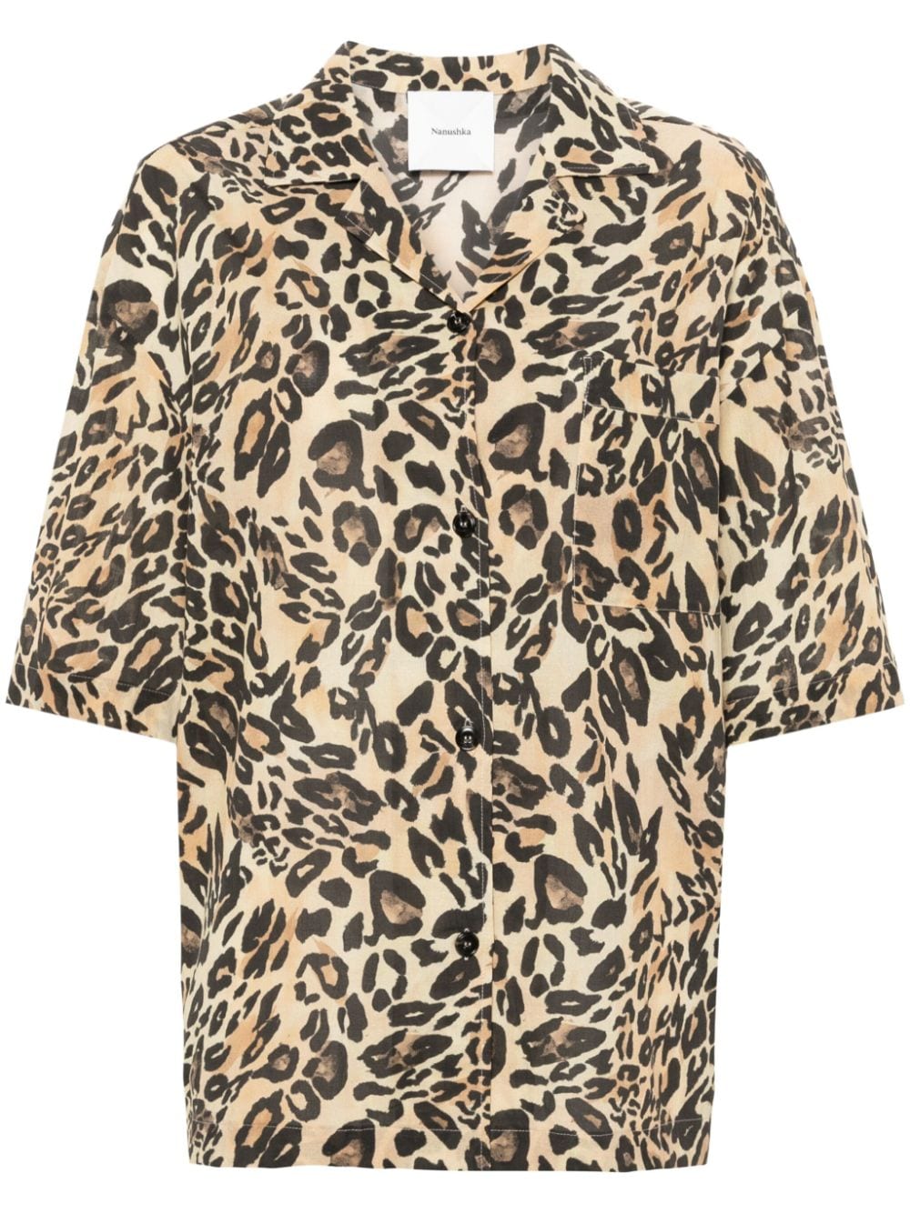 Nanushka leopard-print cotton shirt - Black von Nanushka