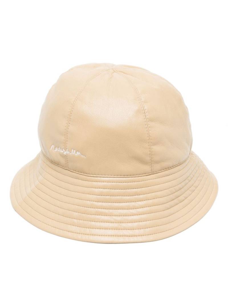 Nanushka logo-embroidered faux-leather bucket hat - Neutrals von Nanushka