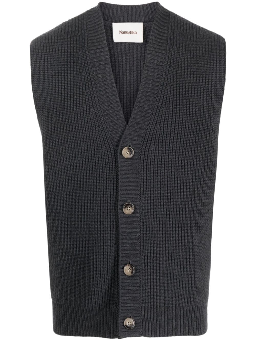 Nanushka sleeveless ribbed-knit cardigan - Grey von Nanushka