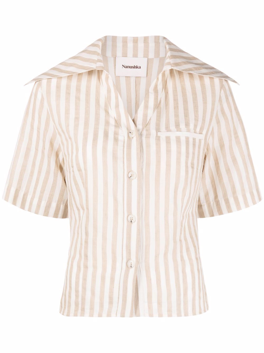 Nanushka wide-collar striped shirt - Neutrals von Nanushka