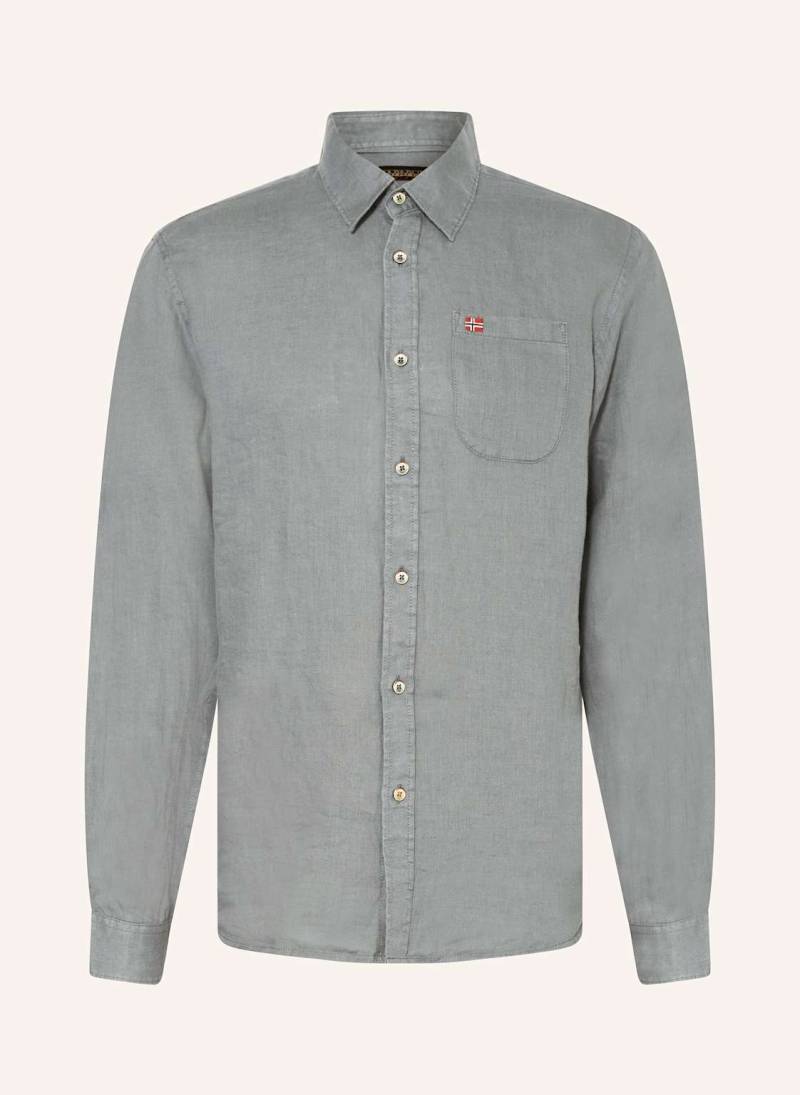 Napapijri Leinenhemd G-Linen Ls Regular Fit grau von Napapijri