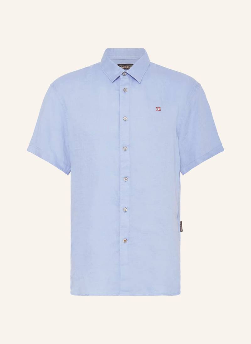 Napapijri Kurzarm-Hemd G-Linen Regular Fit blau von Napapijri