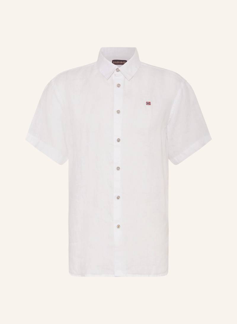 Napapijri Kurzarm-Hemd G-Linen Regular Fit weiss von Napapijri