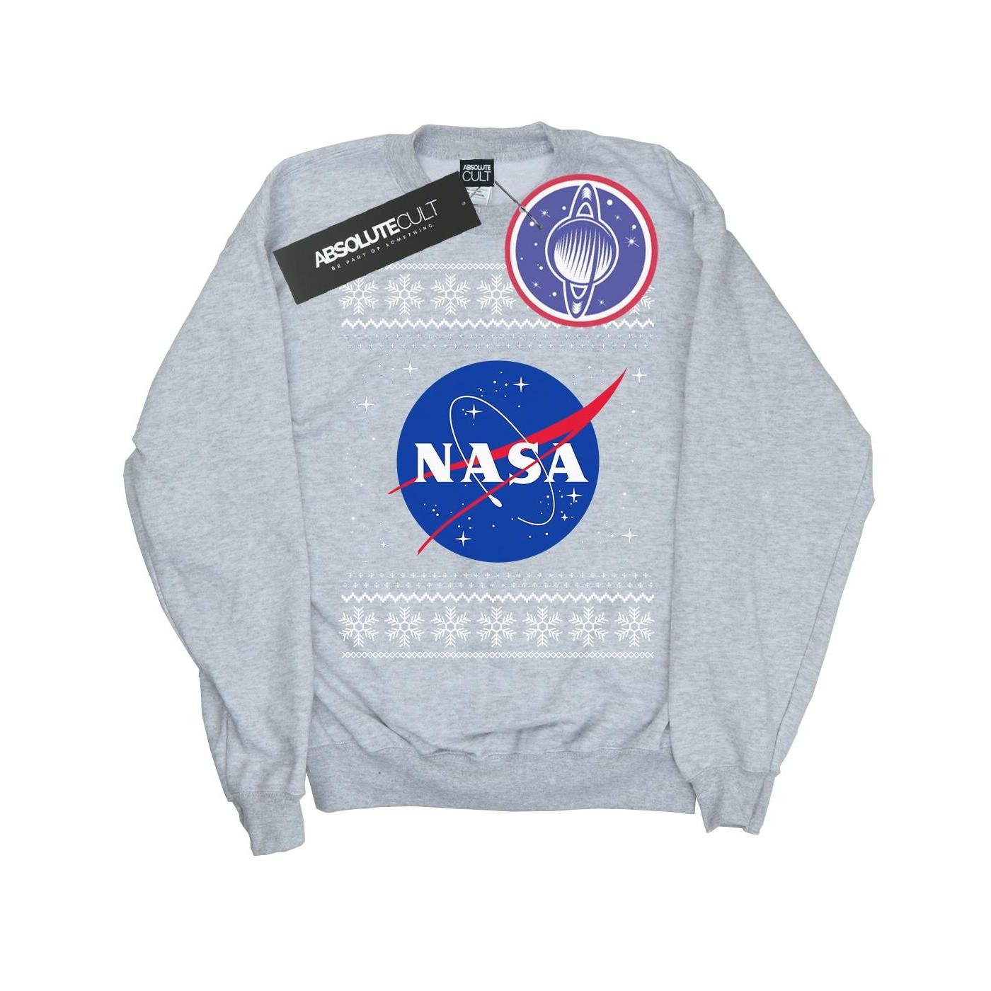 Classic Fair Isle Sweatshirt Damen Grau L von Nasa