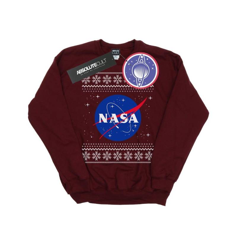 Classic Fair Isle Sweatshirt Damen Weinrot S von Nasa