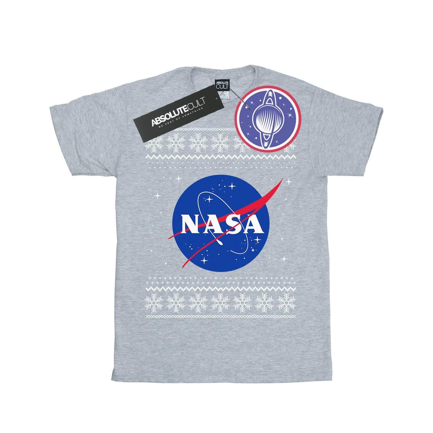 Classic Fair Isle Tshirt Damen Grau L von Nasa