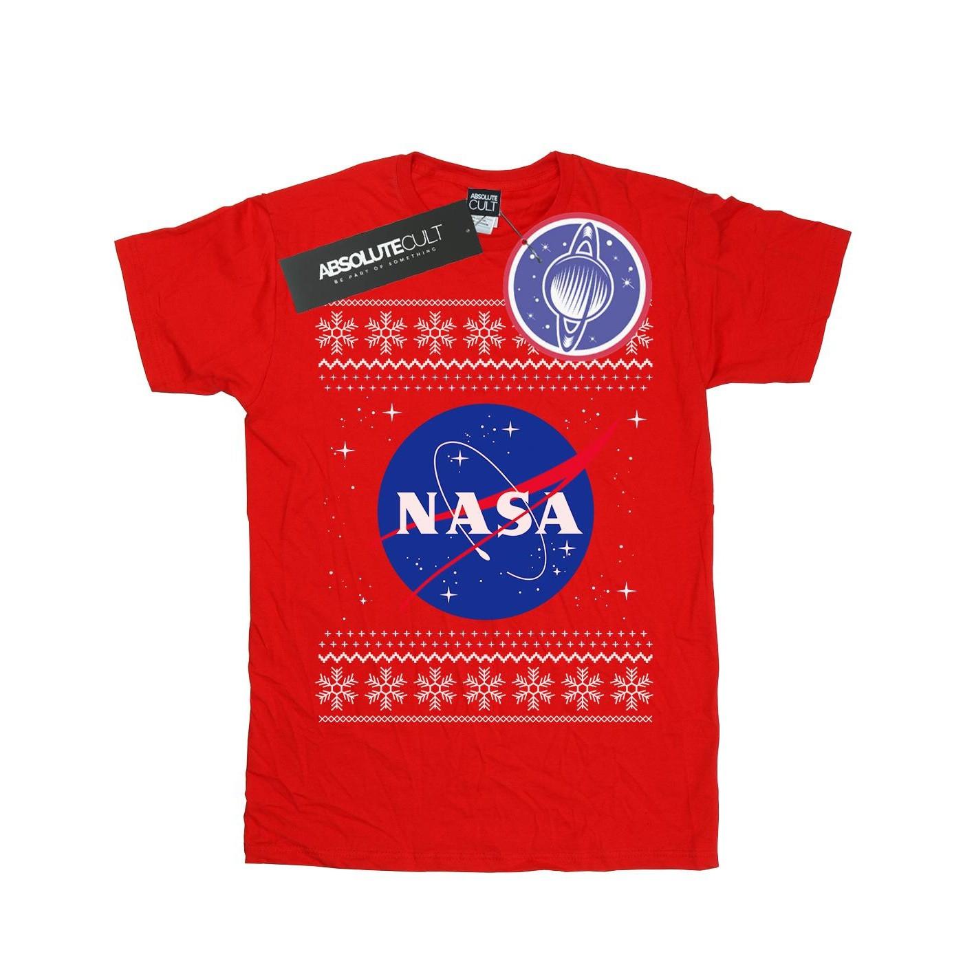 Classic Fair Isle Tshirt Damen Rot Bunt L von Nasa