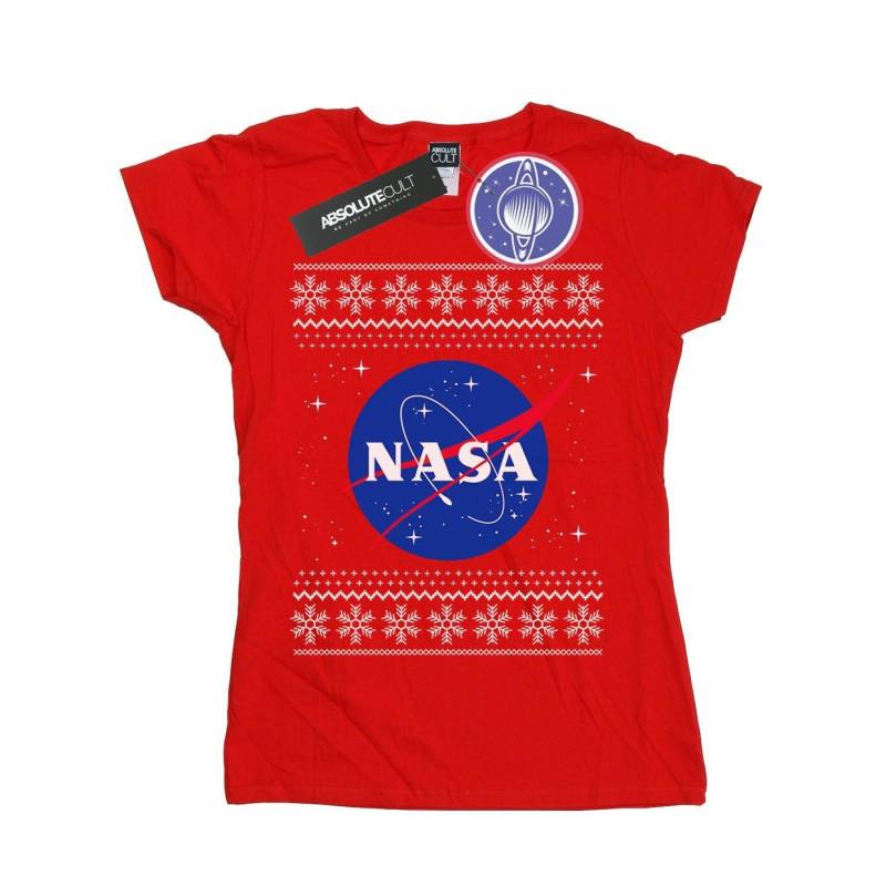 Classic Fair Isle Tshirt Damen Rot Bunt M von Nasa