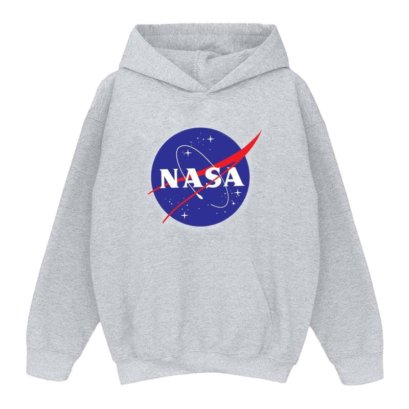 Classic Insignia Logo Distressed Kapuzenpullover Jungen Grau 116 von Nasa