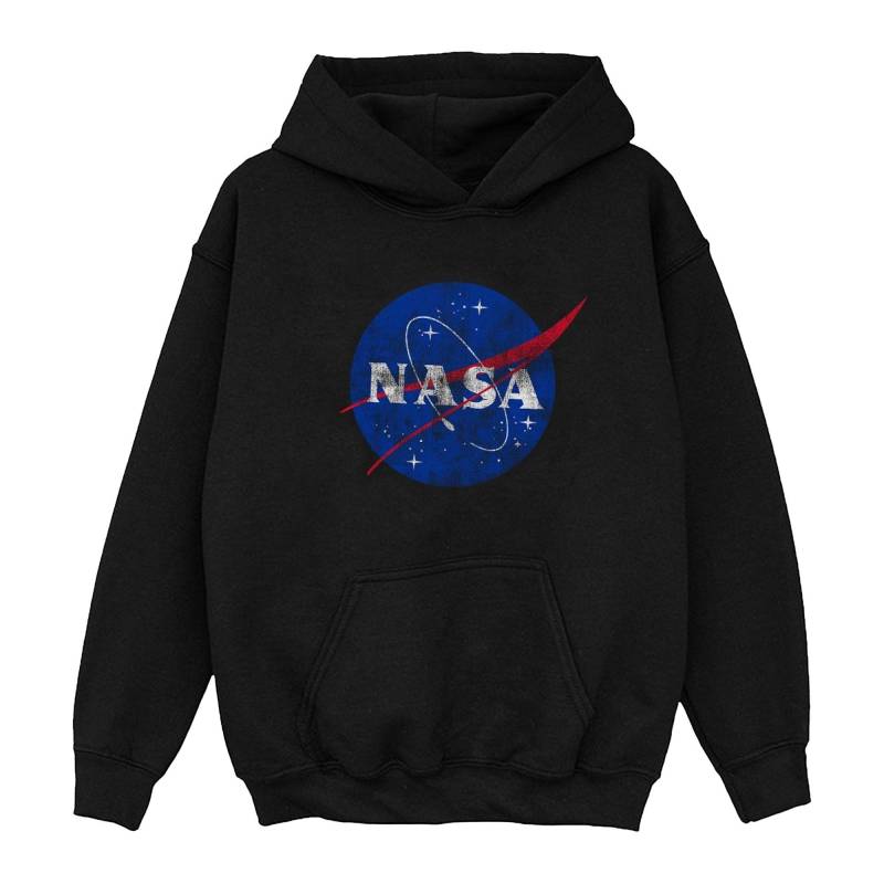 Classic Insignia Logo Distressed Kapuzenpullover Jungen Schwarz 116 von Nasa