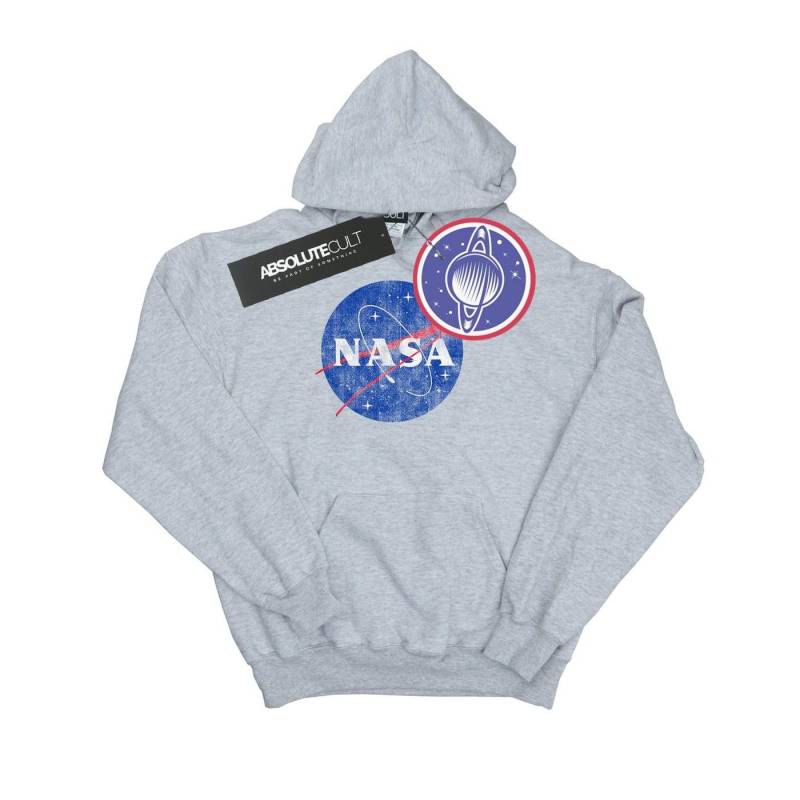 Classic Insignia Logo Distressed Kapuzenpullover Mädchen Grau 116 von Nasa