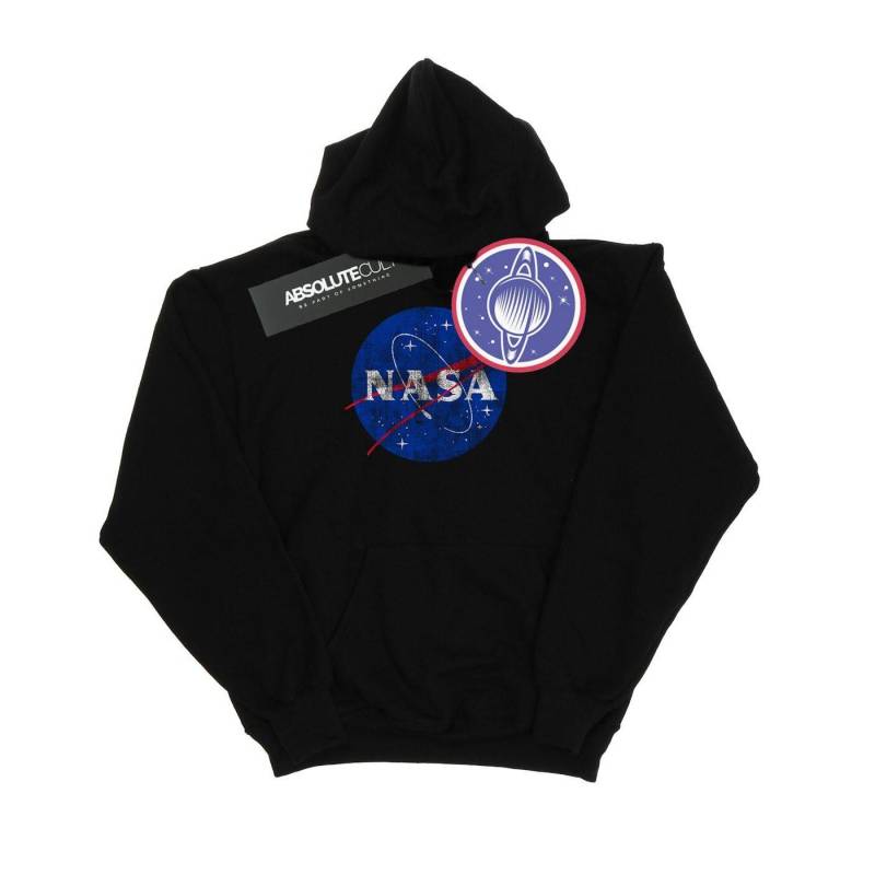 Classic Insignia Logo Distressed Kapuzenpullover Mädchen Schwarz 128 von Nasa