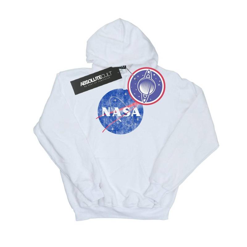 Classic Insignia Logo Distressed Kapuzenpullover Mädchen Weiss 140/146 von Nasa