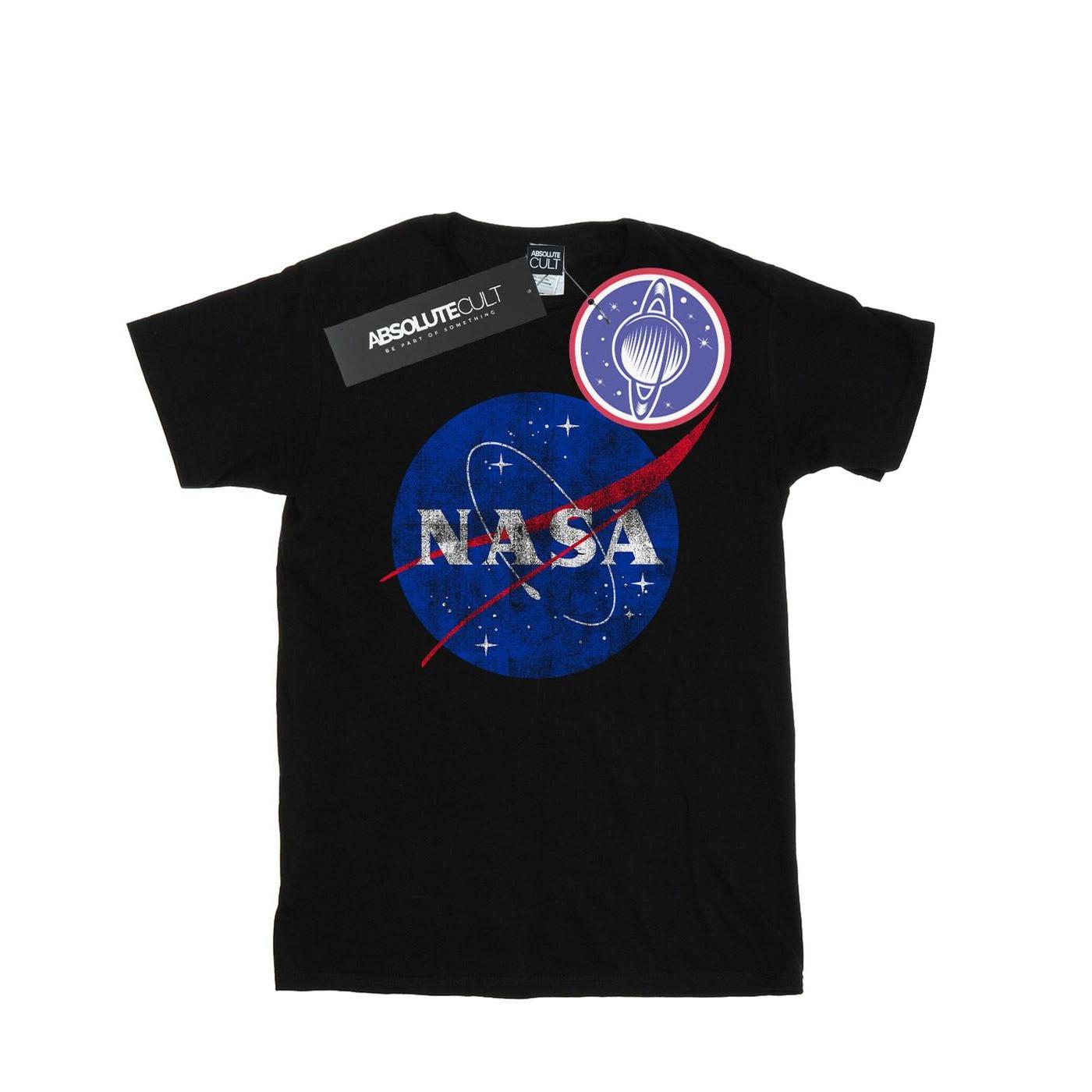 Classic Insignia Logo Distressed Tshirt Mädchen Schwarz 116 von Nasa