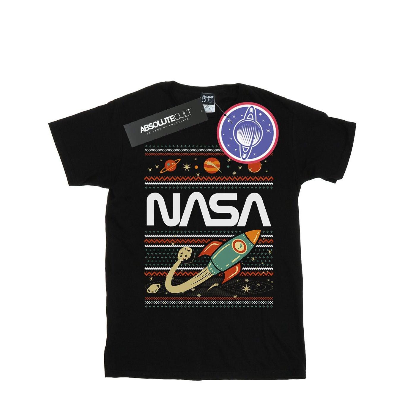 Fair Isle Tshirt Damen Schwarz L von Nasa