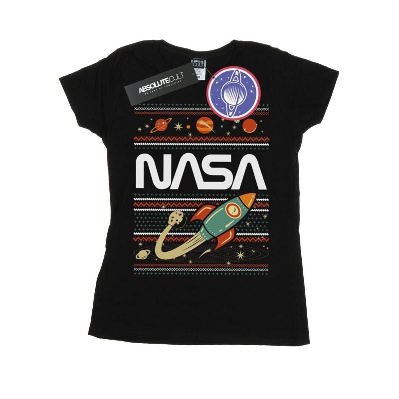 Fair Isle Tshirt Damen Schwarz S von Nasa