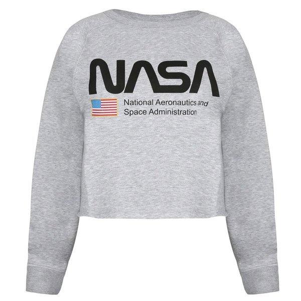 National Aeronautics Kurzes Sweatshirt Damen Taubengrau L von Nasa