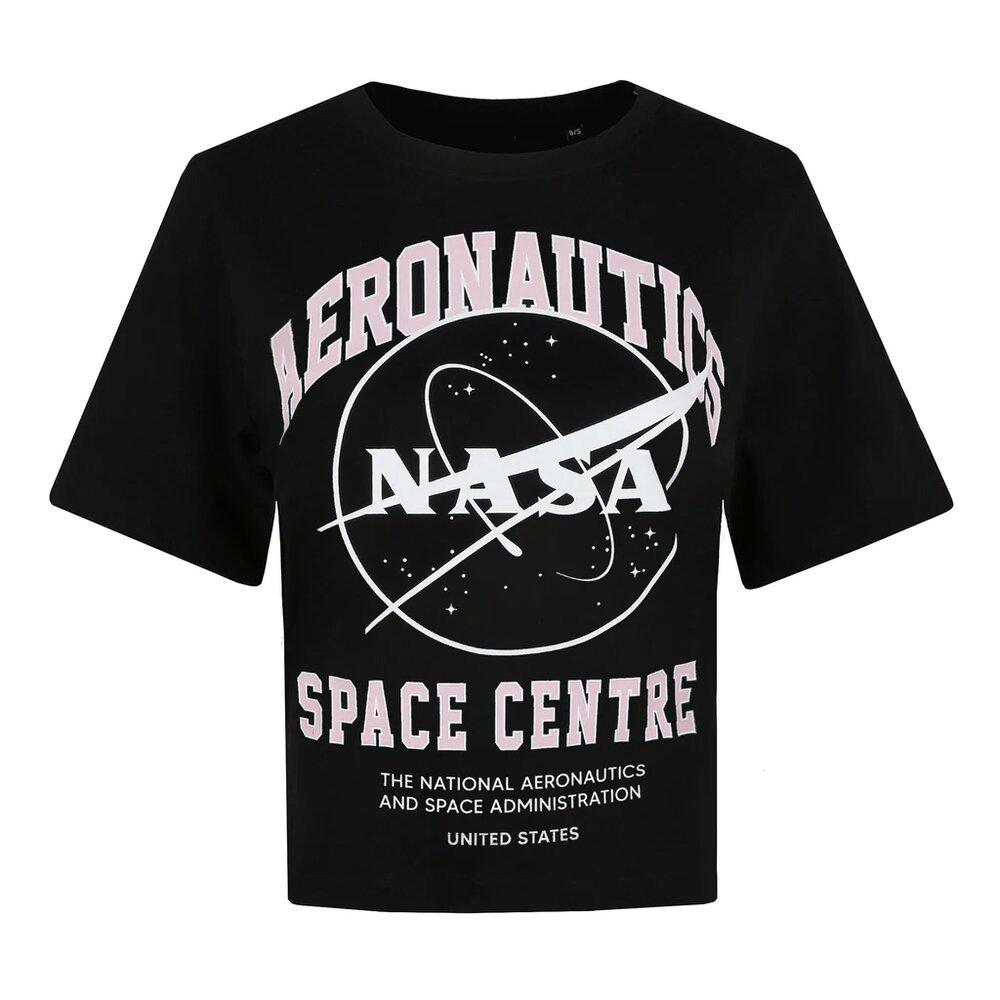 Space Centre Tshirt Kurz Geschnitten Damen Schwarz XXL von Nasa