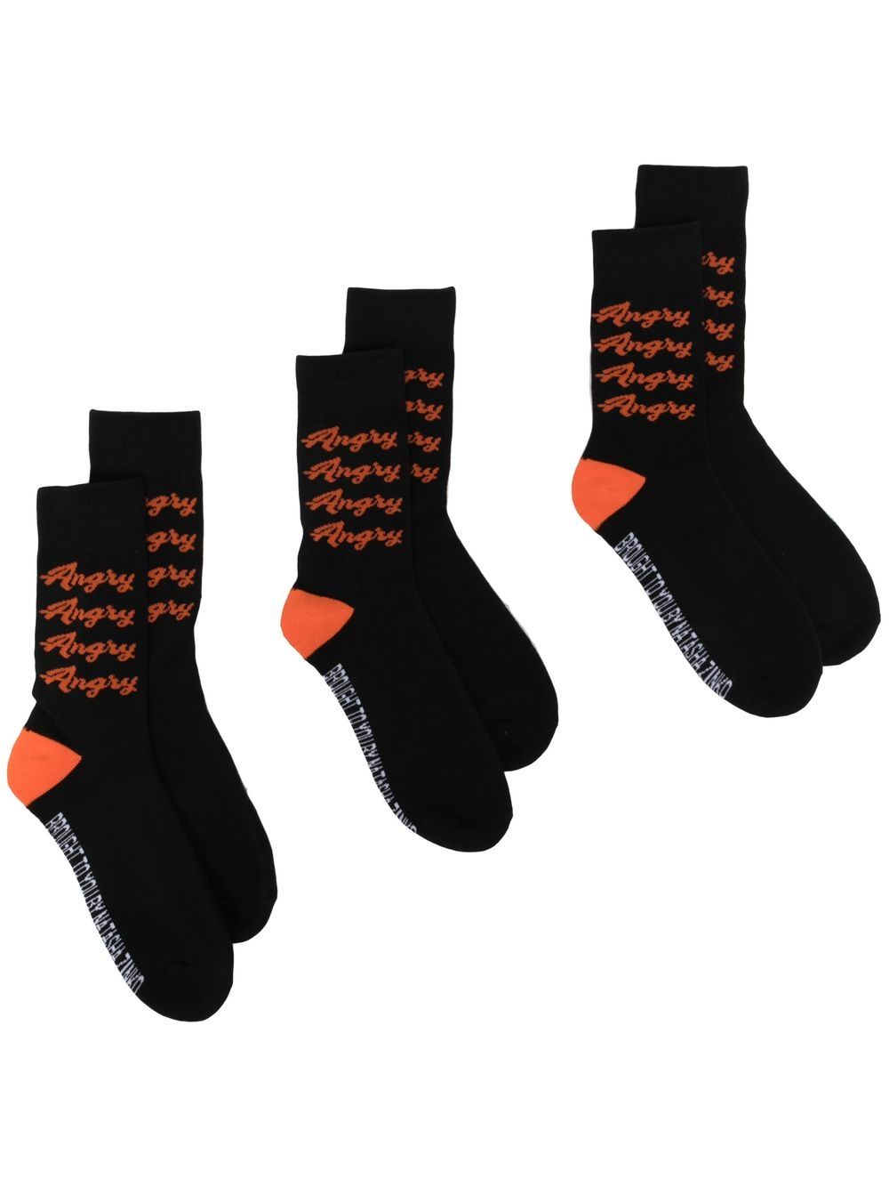 Natasha Zinko Angry-print socks (set of three) - Black von Natasha Zinko