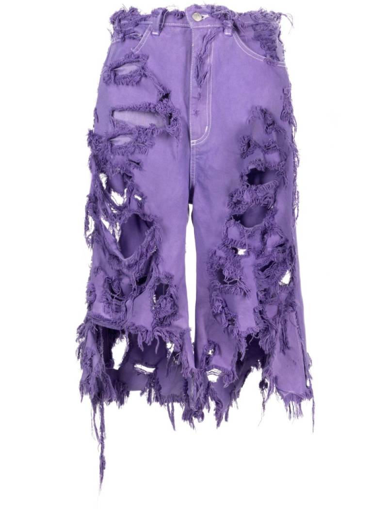 Natasha Zinko Destroyed Monster denim shorts - Purple von Natasha Zinko