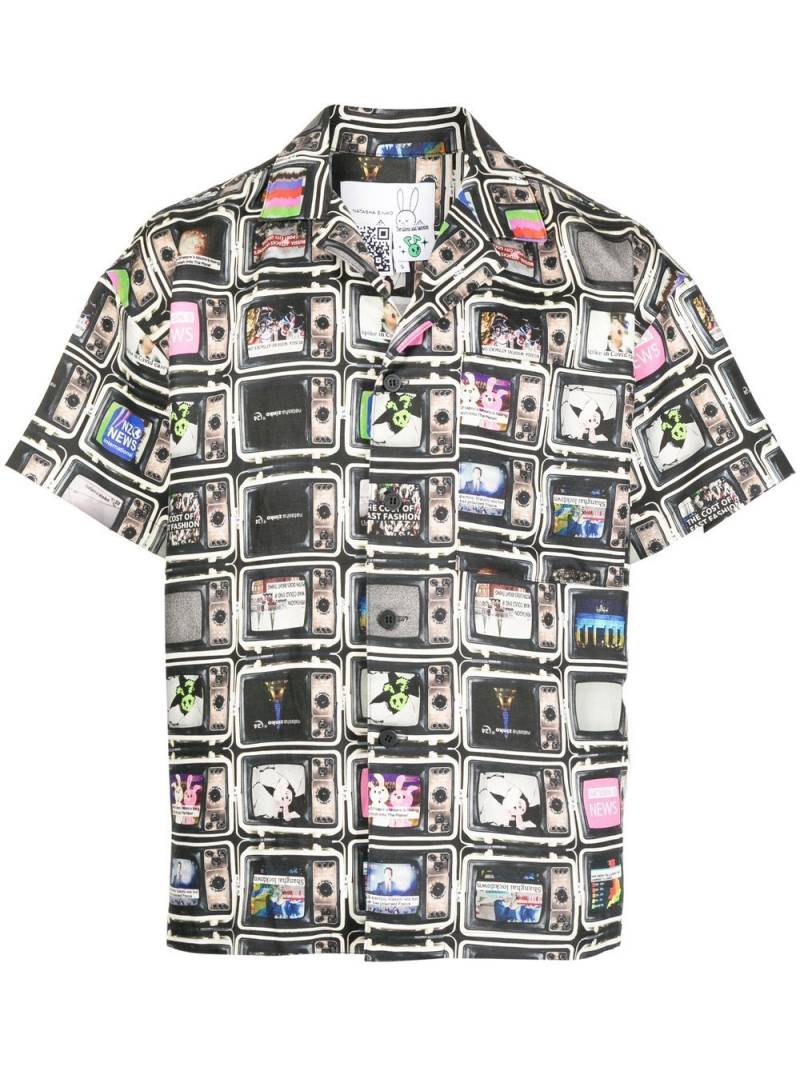 Natasha Zinko TV print camp-collared shirt - Black von Natasha Zinko