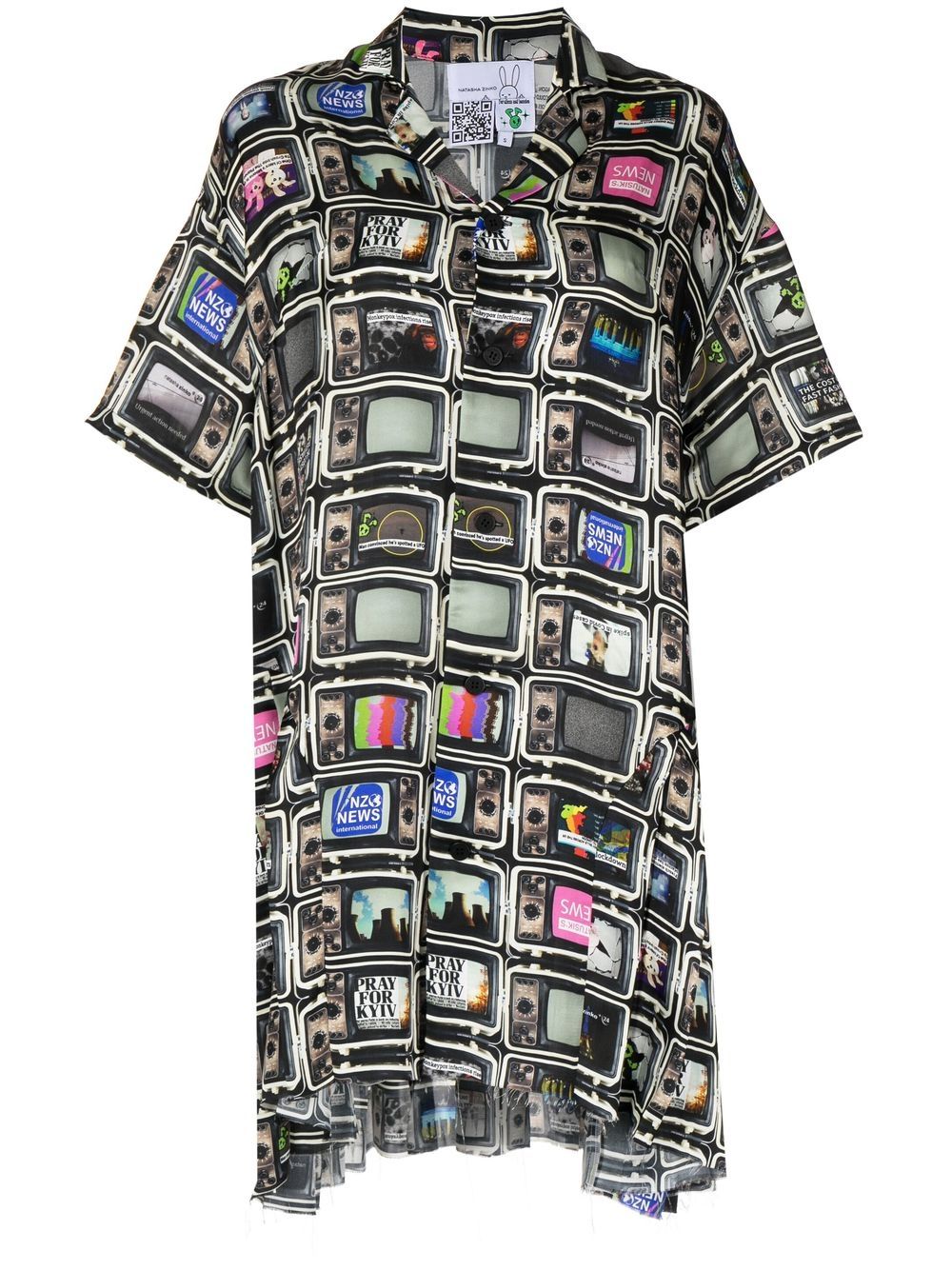 Natasha Zinko TV-print silk-blend shirtdress - Black von Natasha Zinko