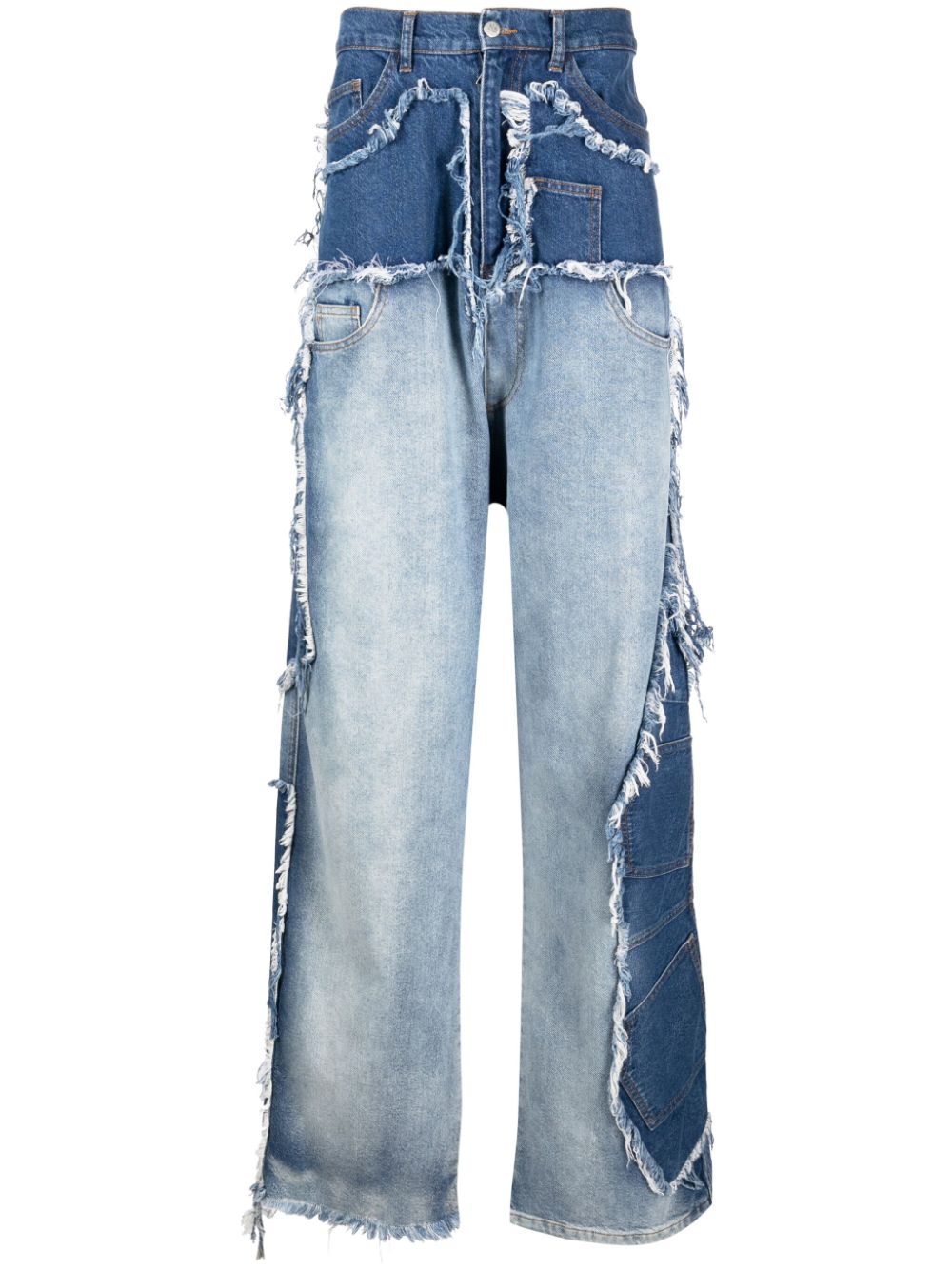 Natasha Zinko Upcycled asymmetric patchwork jeans - Blue von Natasha Zinko