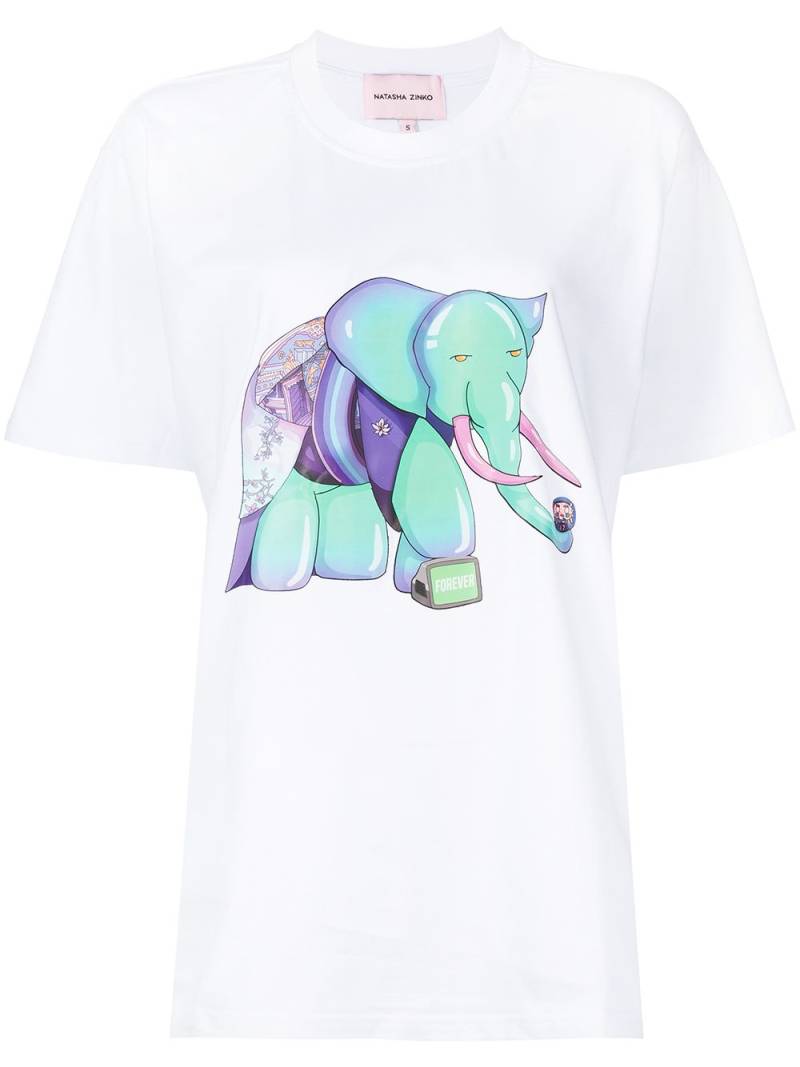 Natasha Zinko Visionz elephant print T-shirt - White von Natasha Zinko