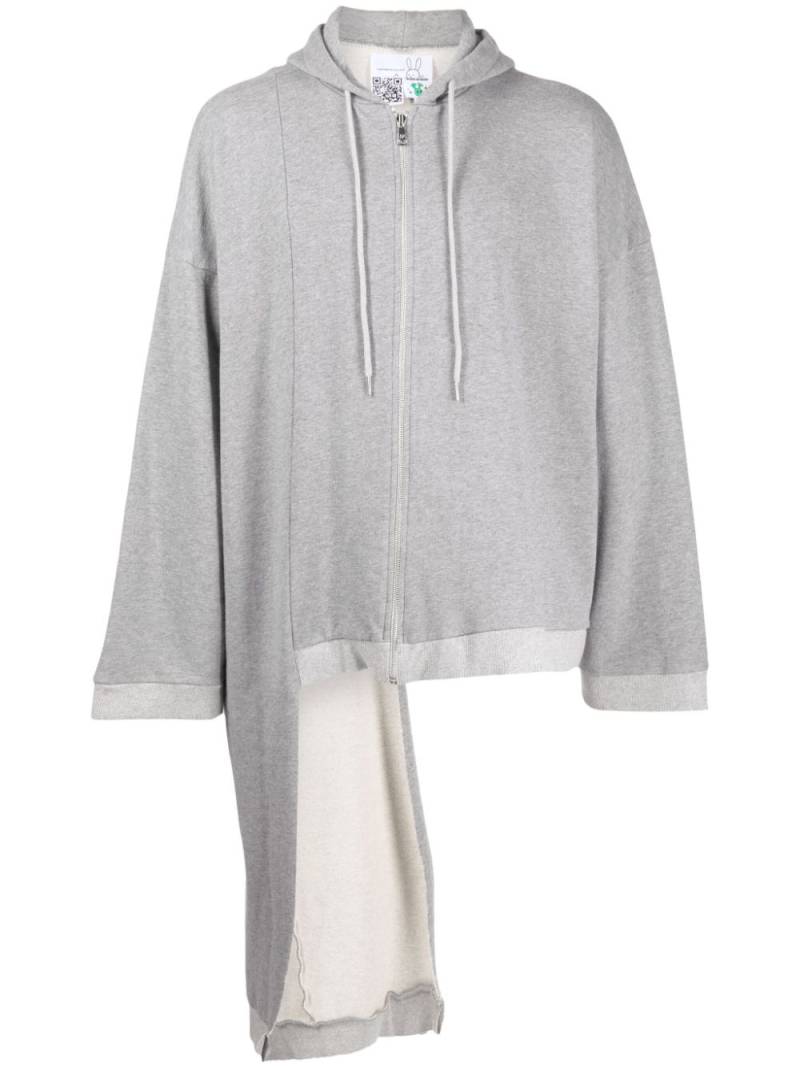 Natasha Zinko asymmetric zip-up cotton hoodie - Grey von Natasha Zinko