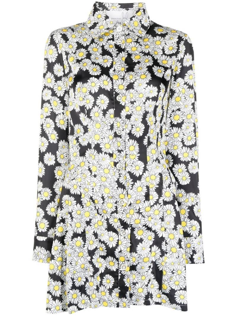 Natasha Zinko daisy-print pleated shirt dress - Black von Natasha Zinko