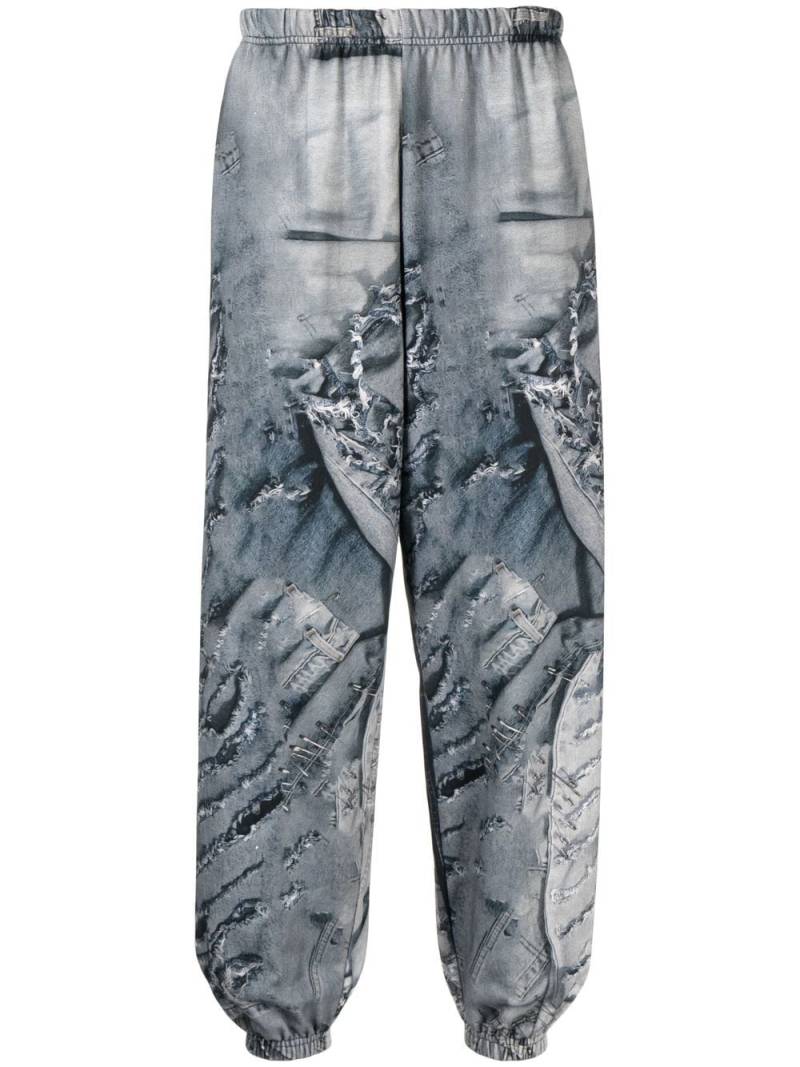 Natasha Zinko denim-print track pants - Blue von Natasha Zinko