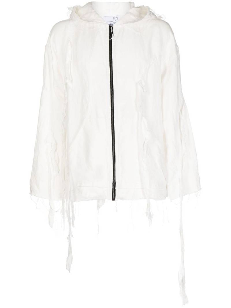 Natasha Zinko distressed zip-fastening hoodie - White von Natasha Zinko